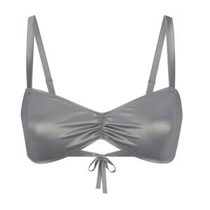 NWT Skims | Woven Shine Tie Back Chrome Bralette Top size Small